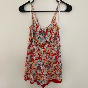 TOPSHOP Red Floral Romper - Size 4